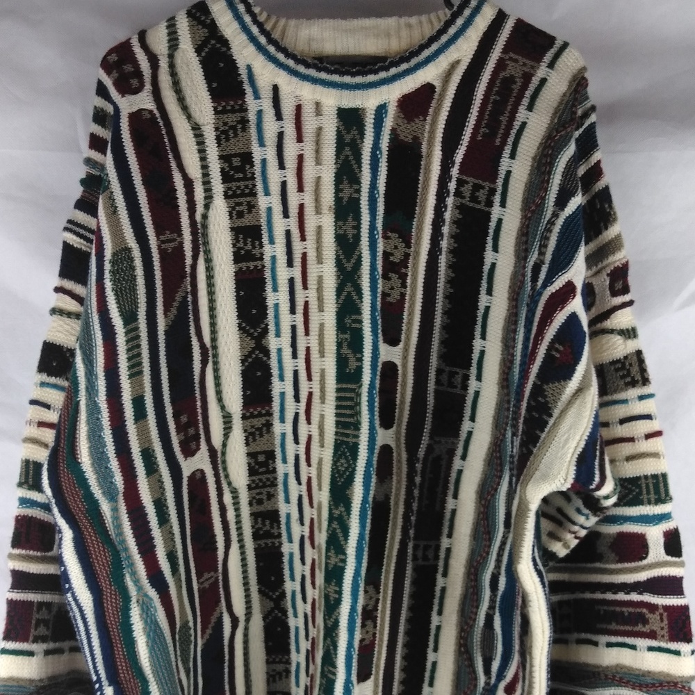 Le Tigre 3D Knit Multi-Color Men's Sweater Sz XL